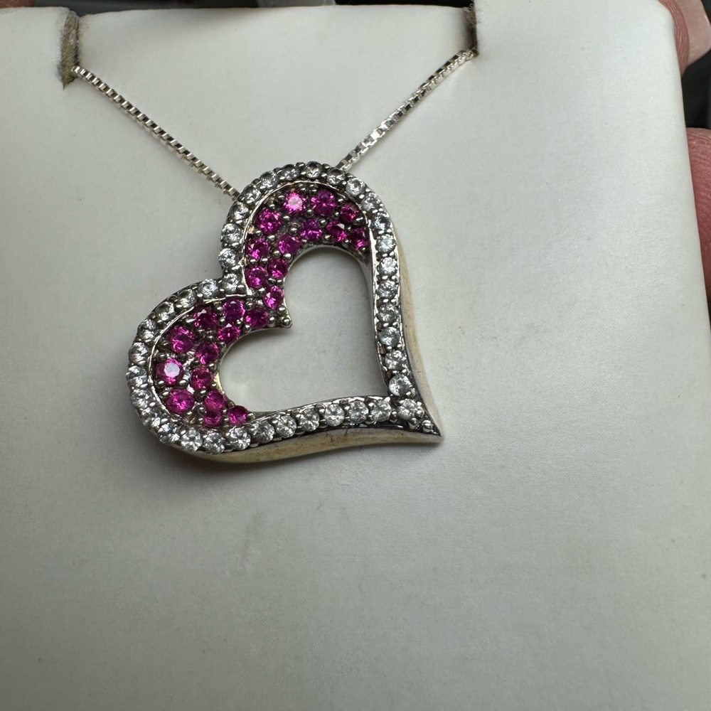 925 Floating Ruby Heart Necklace - image 4